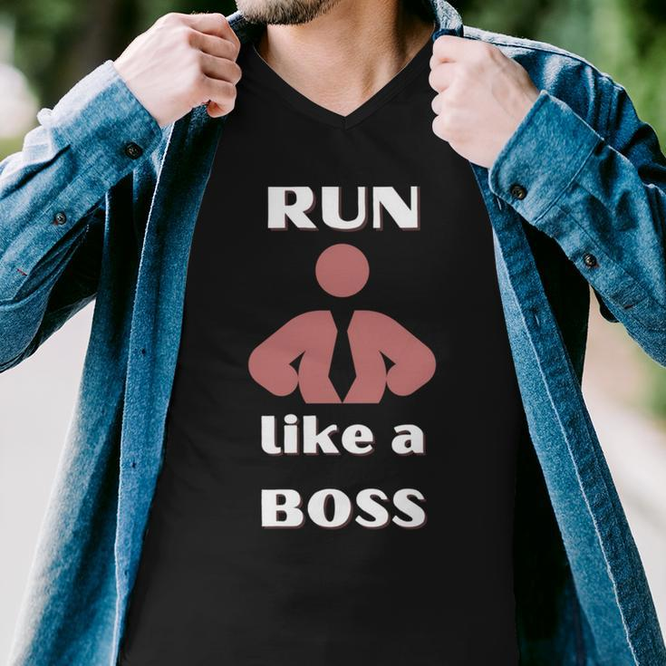 Run Like A Boss Funny Quote Men V-Neck Tshirt