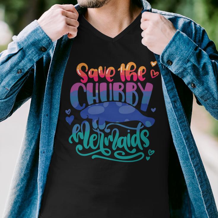 Save The Chubby Mermaids Funny Mermaid Men V-Neck Tshirt