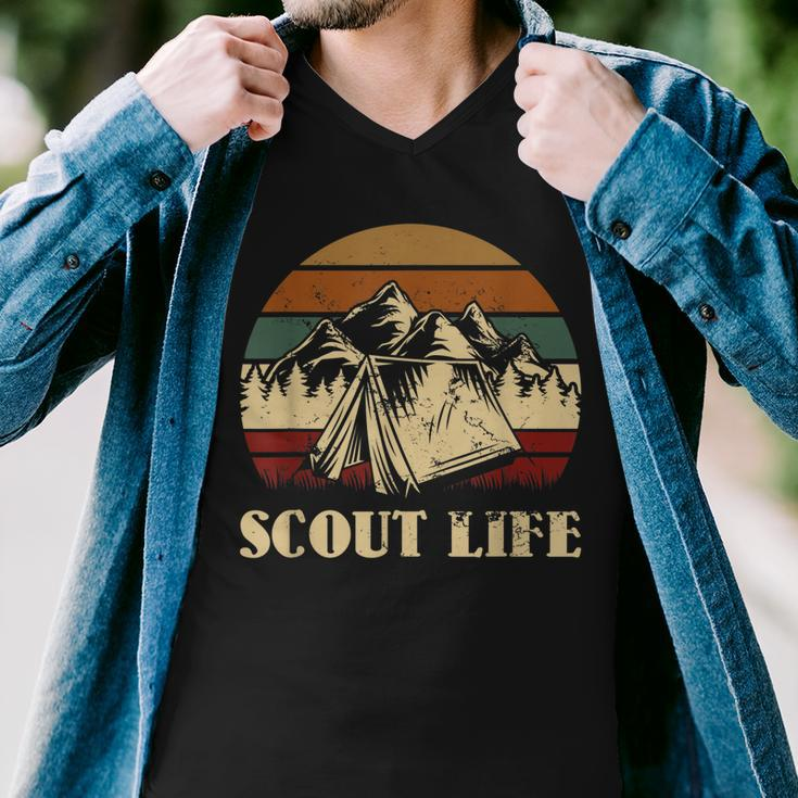 Scout Life Camping Tent Bonfire Firewood Campfire Camper V2 Men V-Neck Tshirt