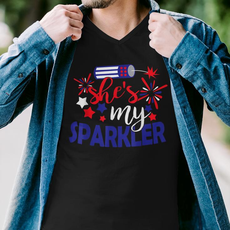 Shes My Sparkler 4Th Of July Matching Couples Men V-Neck Tshirt