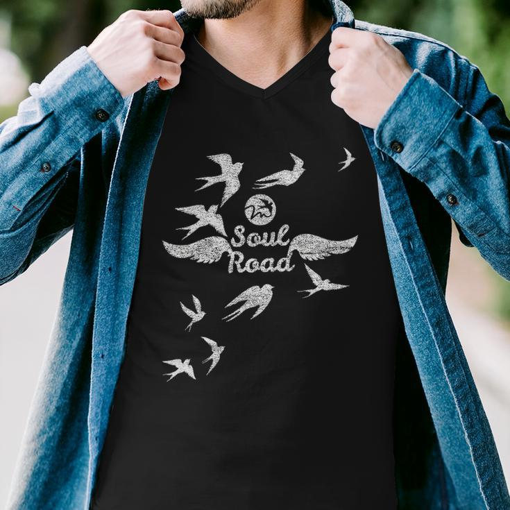 Soul Road With Flying Birds Men V-Neck Tshirt