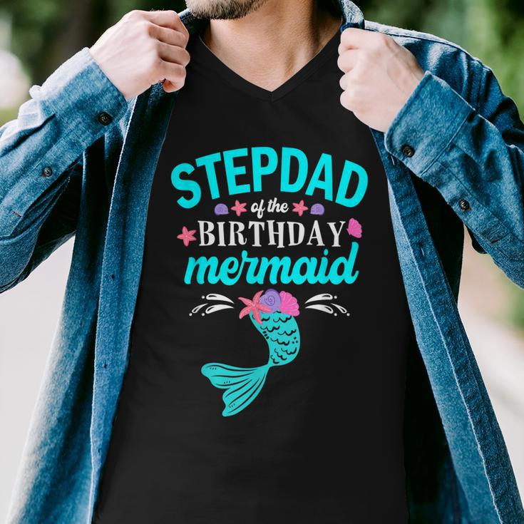 Stepdad Of The Birthday Mermaid Family Matching Men V-Neck Tshirt