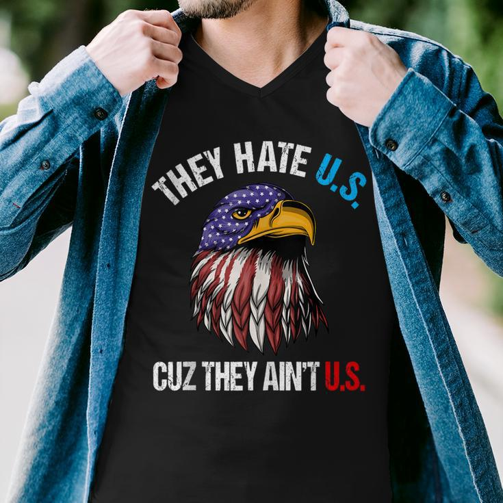 They Hate Us Cuz They Aint Us Bald Eagle Funny 4Th Of July Men V-Neck Tshirt