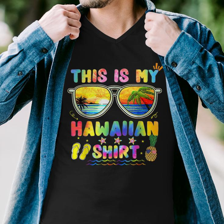 This Is My Hawaiian Luau Aloha Hawaii Beach Pineapple Men V-Neck Tshirt