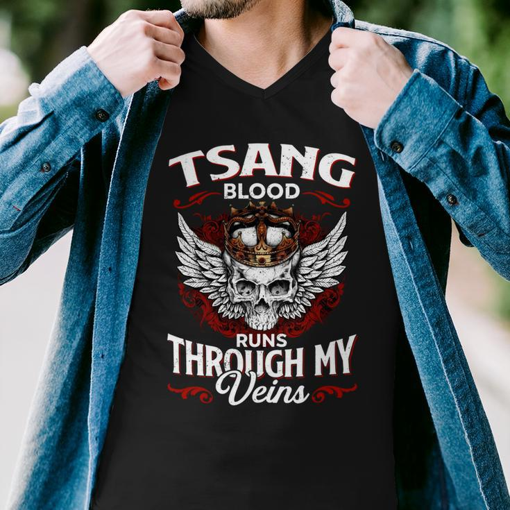 Tsang Blood Runs Through My Veins Name Men V-Neck Tshirt