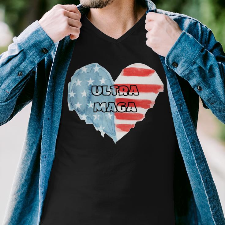 Ultra Maga And Proud Of It American Flag Vote Red Men V-Neck Tshirt