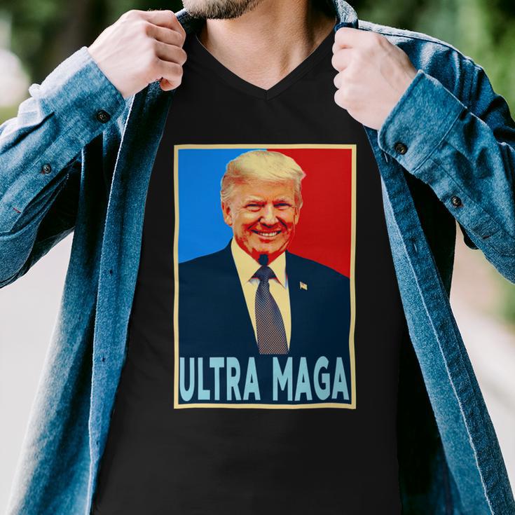 Ultra Maga President Donald Trump Gift Men V-Neck Tshirt