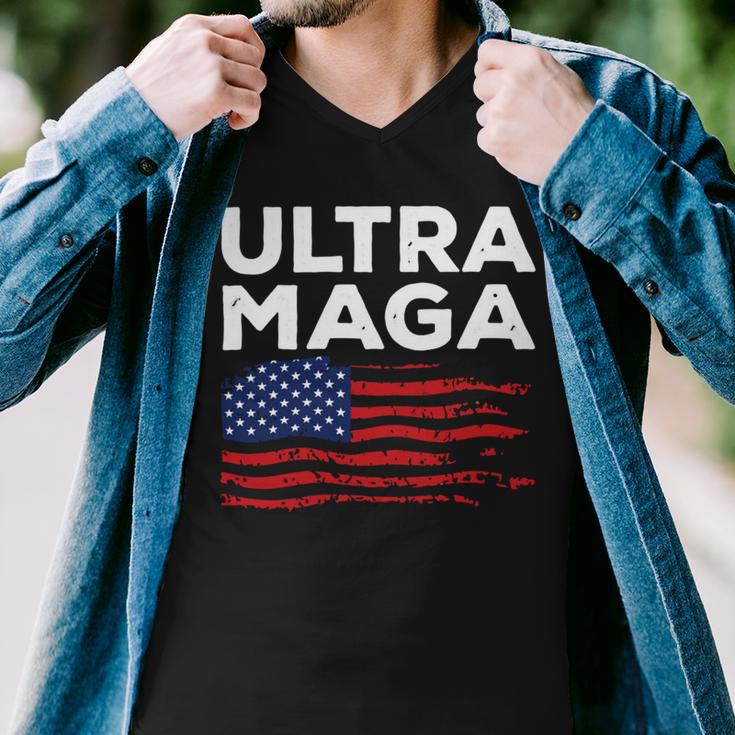 Ultra Maga Proud American Distressed Flag Patriotic Men V-Neck Tshirt