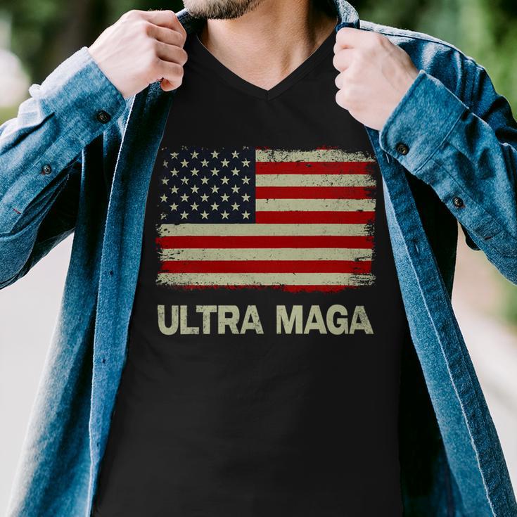 Ultra Maga United State Flag Men V-Neck Tshirt