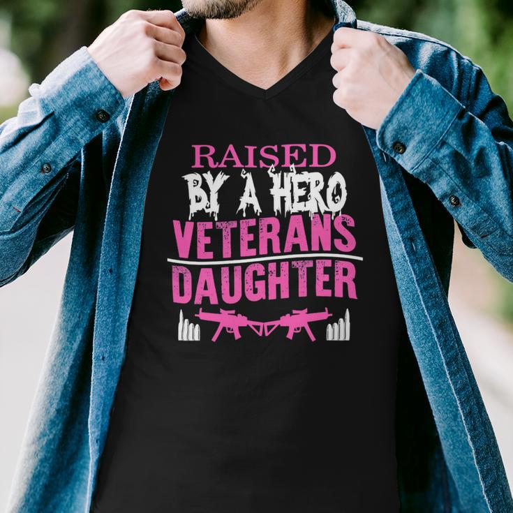 Veteran Veterans Day Raised By A Hero Veterans Daughter For Women Proud Child Of Usa Army Militar Navy Soldier Army Military Men V-Neck Tshirt