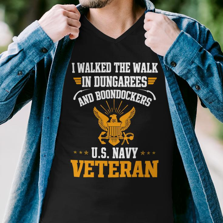 Veteran Veterans Day Us Navy Veterani Walked The Walk 174 Navy Soldier Army Military Men V-Neck Tshirt
