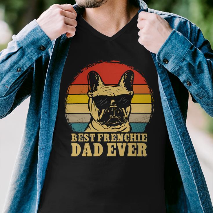 Vintage Best Frenchie Dad Ever Fathers Day 90 Shirt Men V-Neck Tshirt