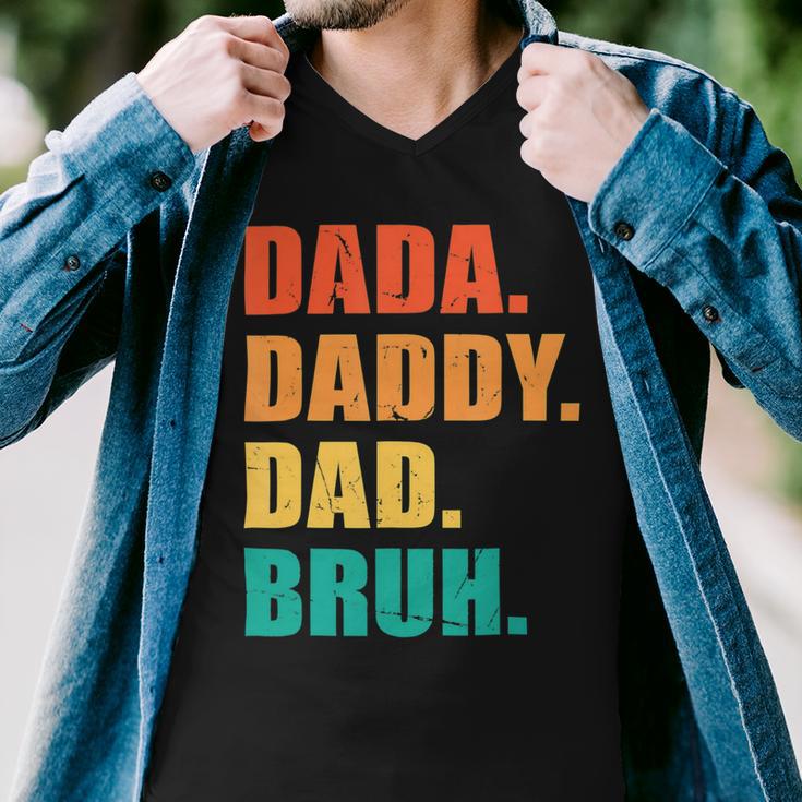 Vintage Retro Fathers Day Outfit Dada Daddy Dad Bruh 8 Shirt Men V-Neck Tshirt