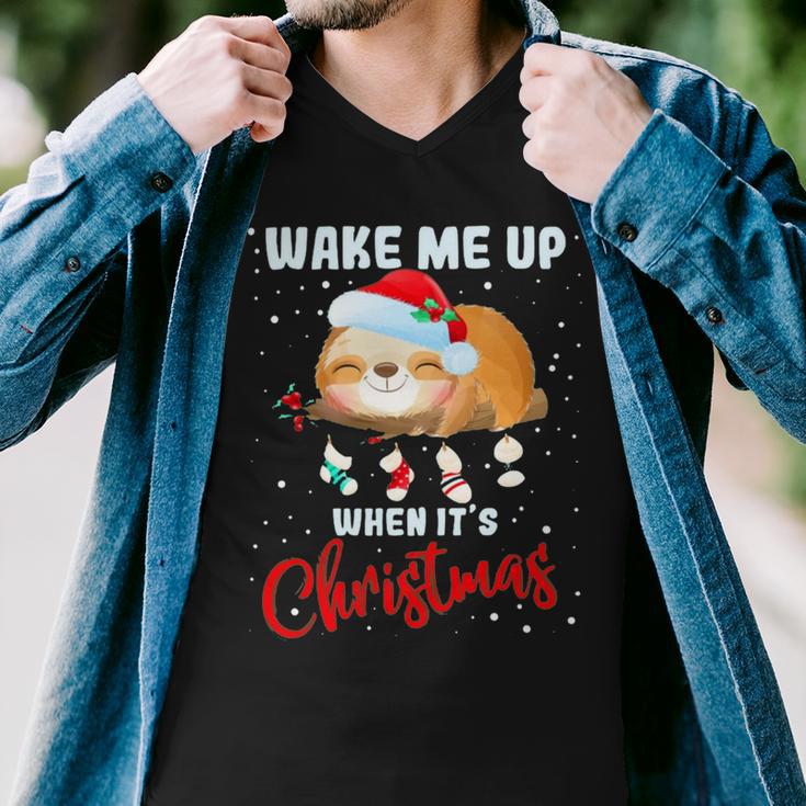 Wake Me Up When Its Christmas 819 Shirt Men V-Neck Tshirt