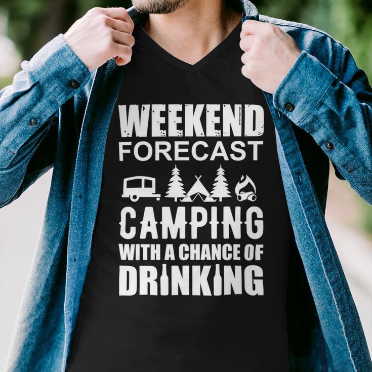 Weekend Forecast Camping With A Chance 21 Shirt Men V-Neck Tshirt