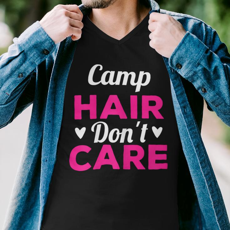 Womens Funny Camping Music Festival Camp Hair Dont CareShirt Men V-Neck Tshirt