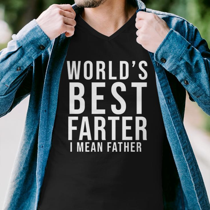 Worlds Best Farter I Mean Father Funny Fathers Day Husband Fathers Day Gif Men V-Neck Tshirt