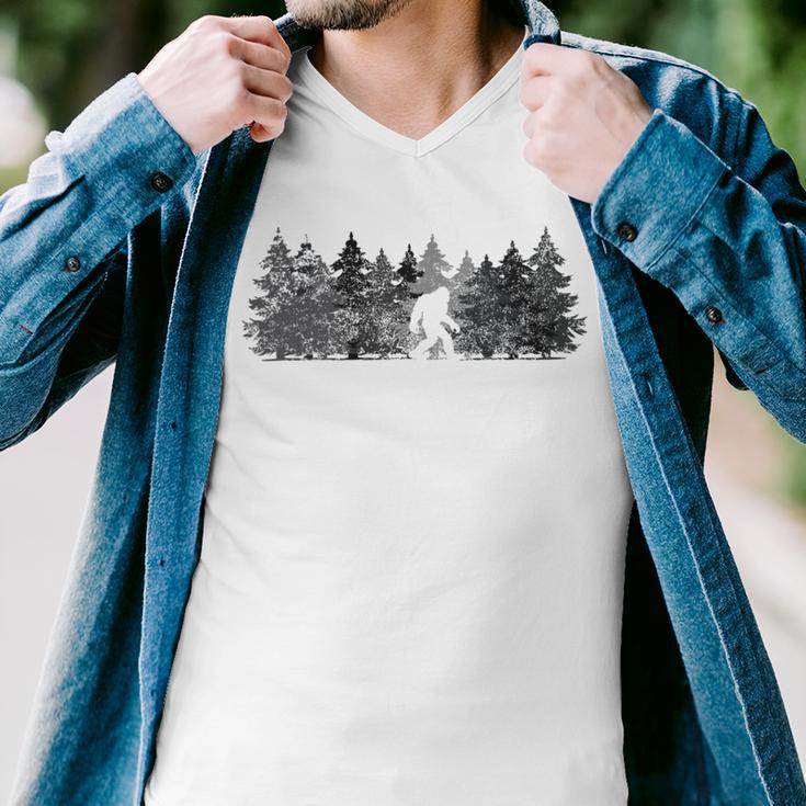 Bigfoot In The Forest Men V-Neck Tshirt