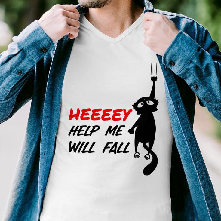 Black Cat Sayes Hey Cat Sayes Hey Men V-Neck Tshirt