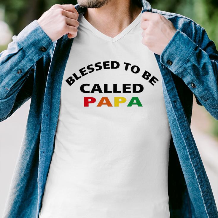 Blessed To Be Called Papa Sticker Men V-Neck Tshirt