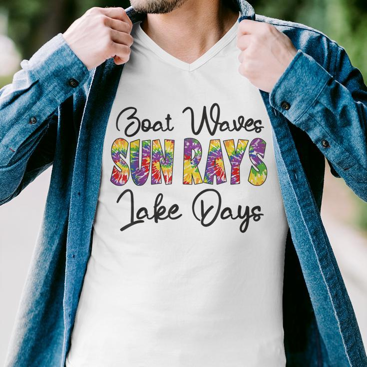 Boat Waves Sun Rays Lake Days Tie Dye Summer Funny Girl Kid Men V-Neck Tshirt