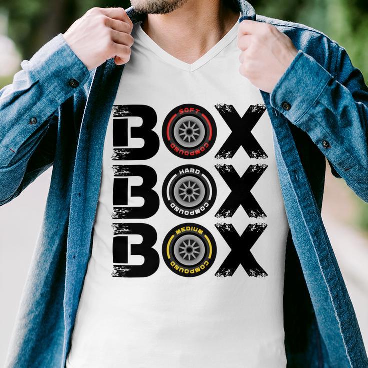 Box Box Box F1 Tyre Compound V2 Design Men V-Neck Tshirt