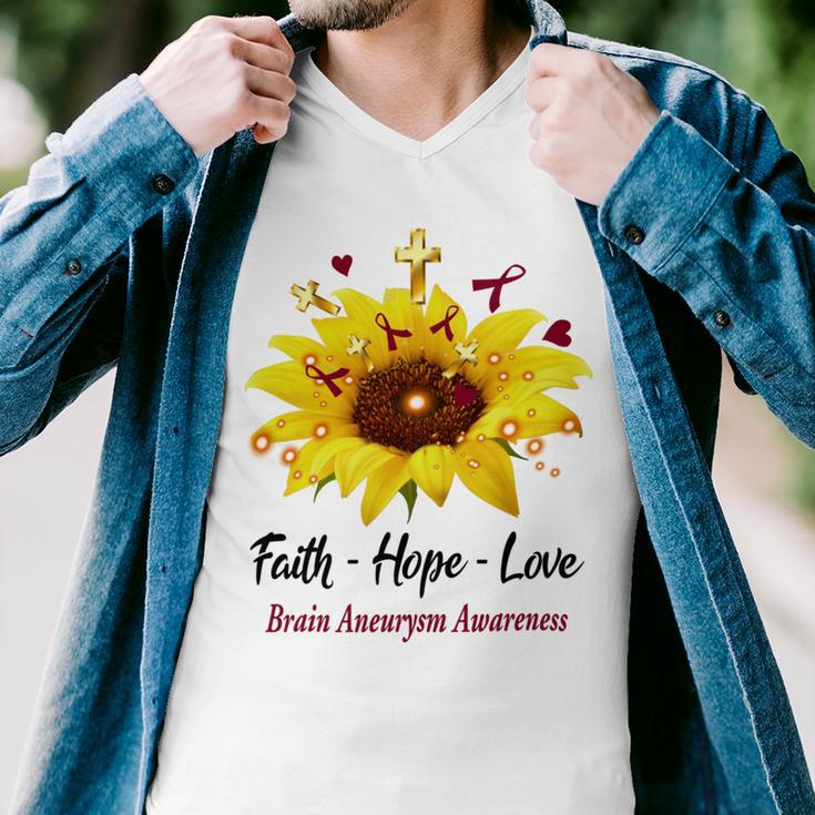 Brain Aneurysm Awareness Faith Hope Love Men V-Neck Tshirt