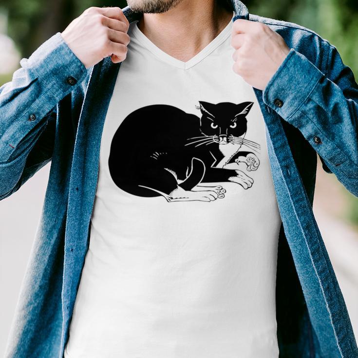 Cat Cut Cat Cat Lovers Black Cat Funny Cat Birthday Cat Gift Cat Danger Kitty V3 Men V-Neck Tshirt