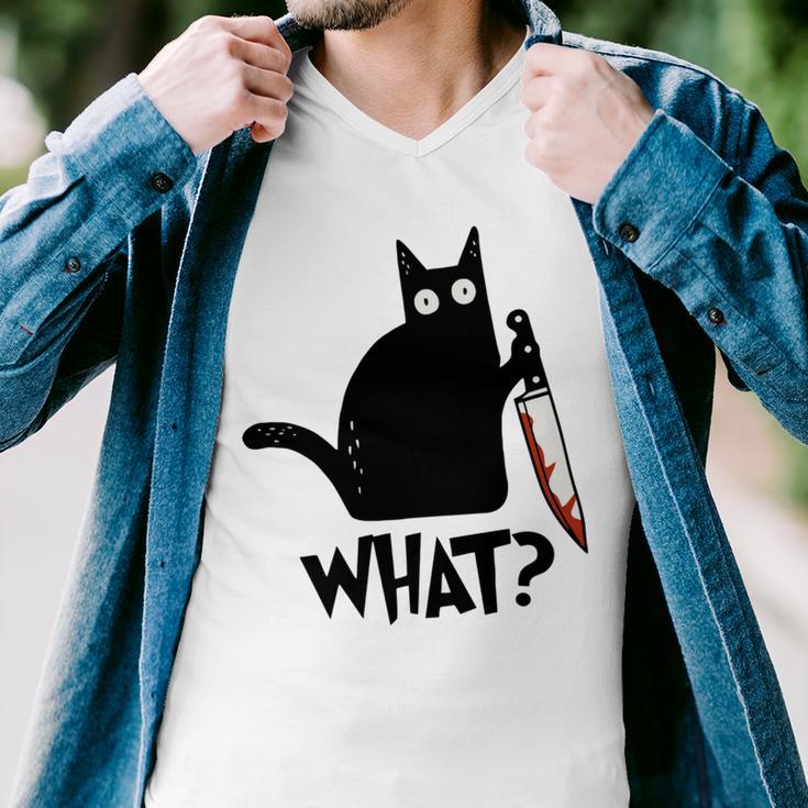 Cat What Murderous Black Cat With Knife Men V-Neck Tshirt