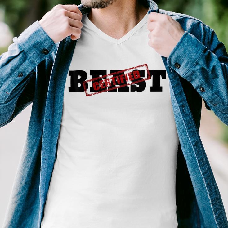 Certified Beast Athletic Workout Fitness 486 Trending Shirt Men V-Neck Tshirt