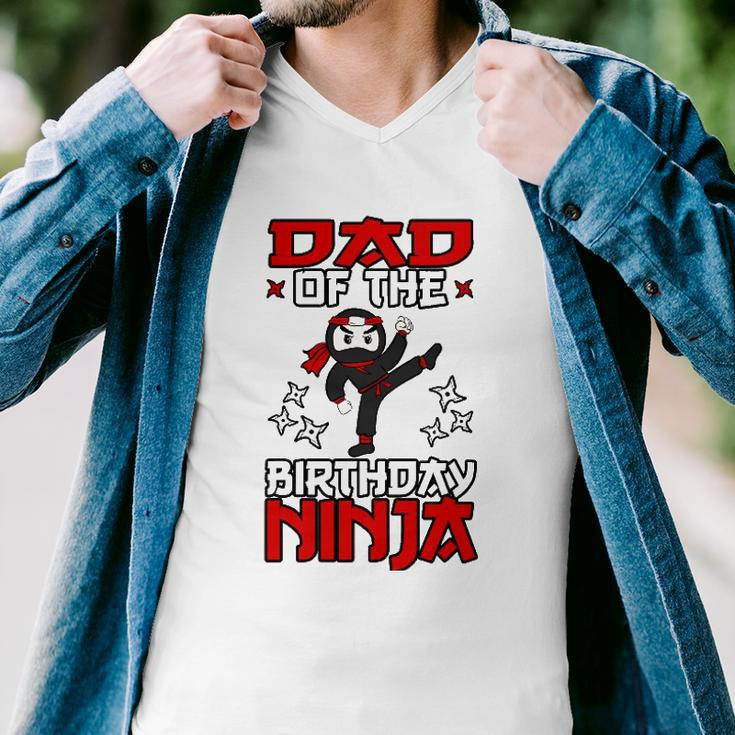 Dad Of The Birthday Ninja Shinobi Themed Bday Party Men V-Neck Tshirt