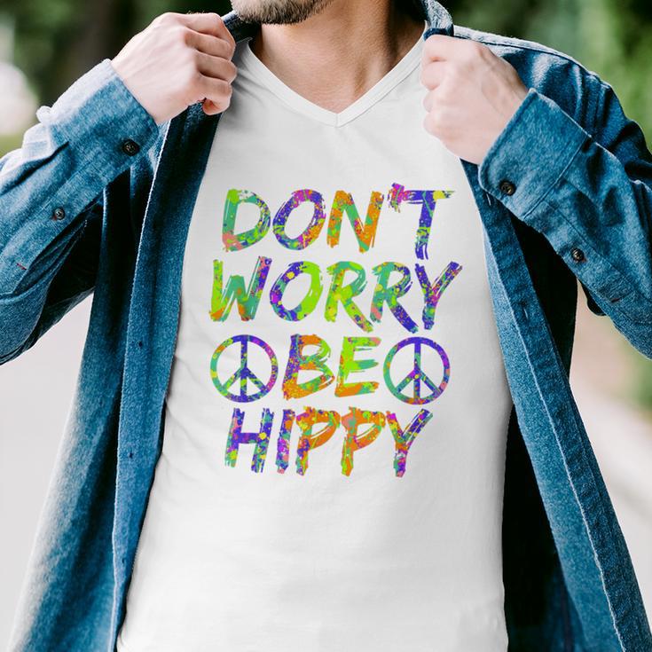 Donut Worry Be Happy Men V-Neck Tshirt