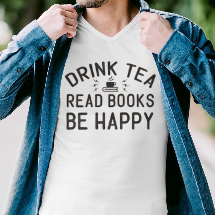 Drink Tea Read Books Men V-Neck Tshirt