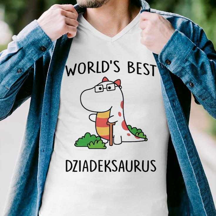 Dziadek Grandpa Gift Worlds Best Dziadeksaurus Men V-Neck Tshirt