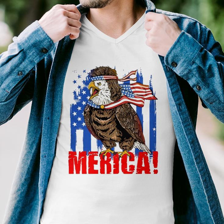 Eagle American Flag Usa Flag Mullet Eagle 4Th Of July Merica Men V-Neck Tshirt