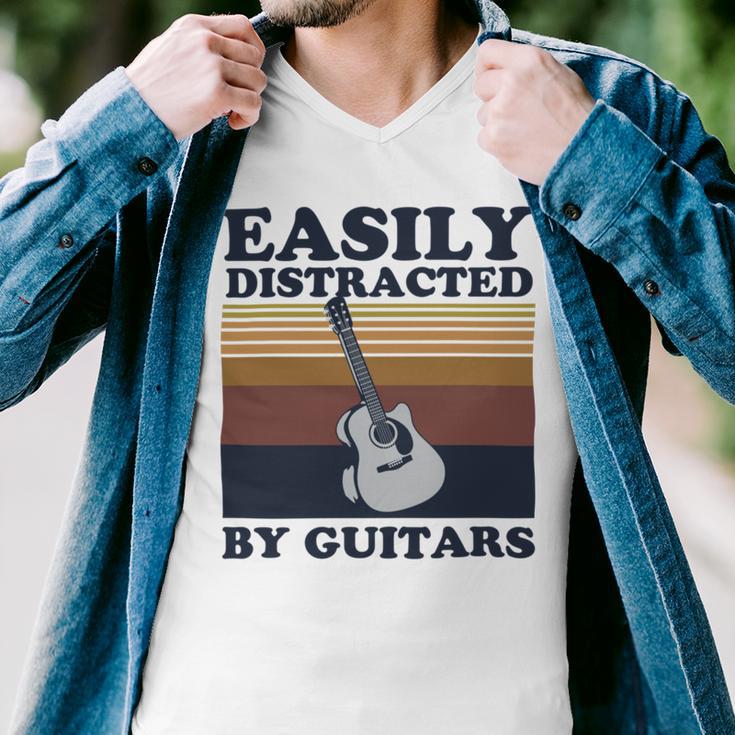 Easily Distracted By Guitars Quote For A Guitar Player Racerback Men V-Neck Tshirt