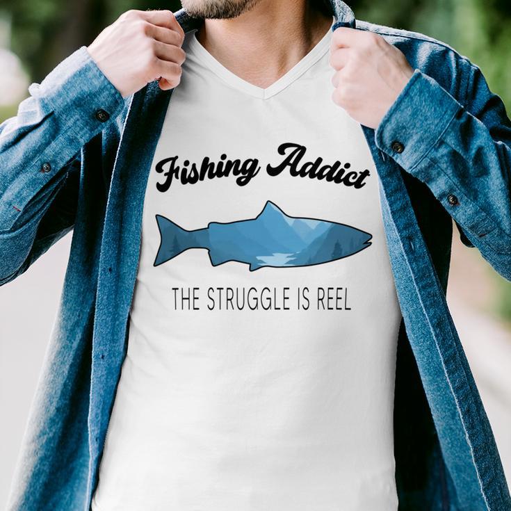 Fishing Lovers Fishing Addict The Struggle Is Reel Men V-Neck Tshirt