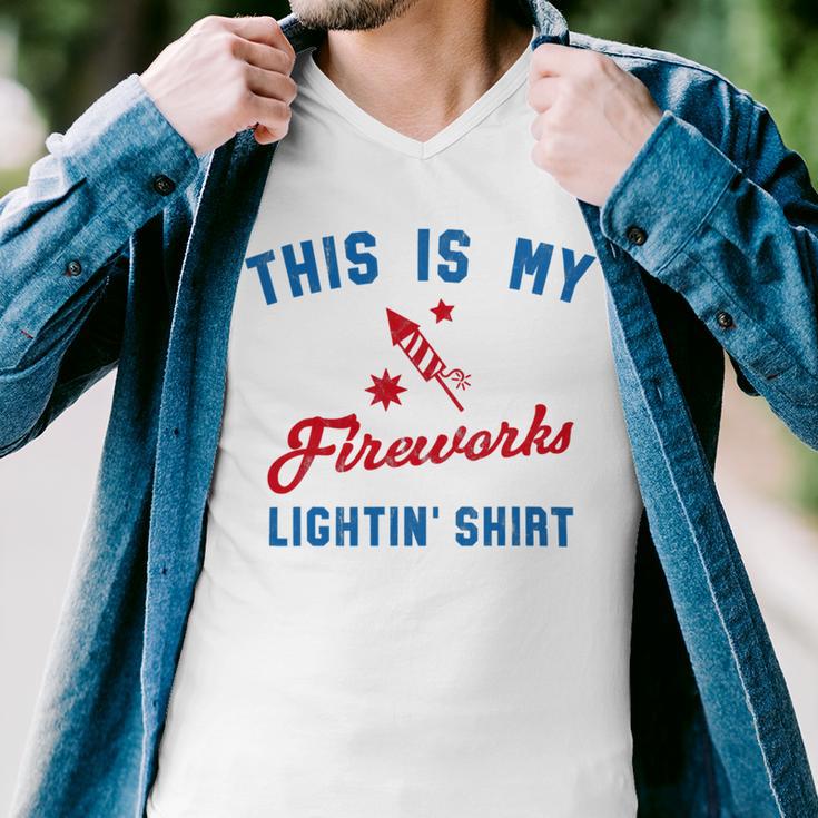 Fourth Of July My Fireworks Vintage 749 Shirt Men V-Neck Tshirt