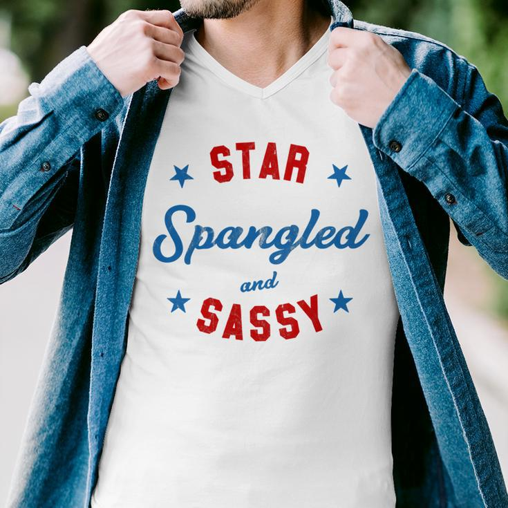 Fourth Of July Star Spangled Sassy Cute 741 Shirt Men V-Neck Tshirt