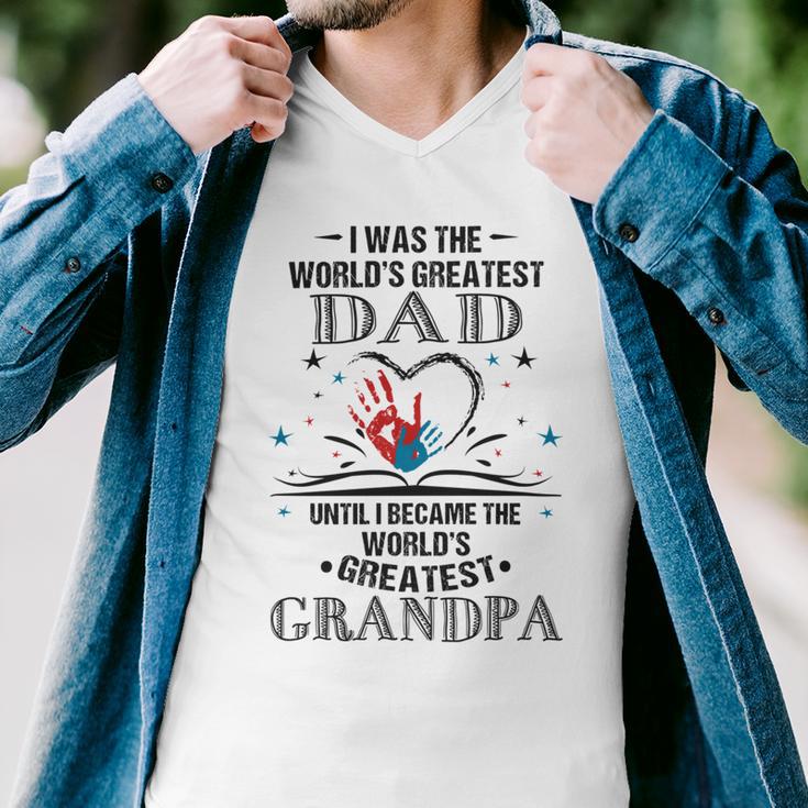 From Worlds Greatest Dad To Worlds Greatest Grandpa 34 Trending Shirt Men V-Neck Tshirt