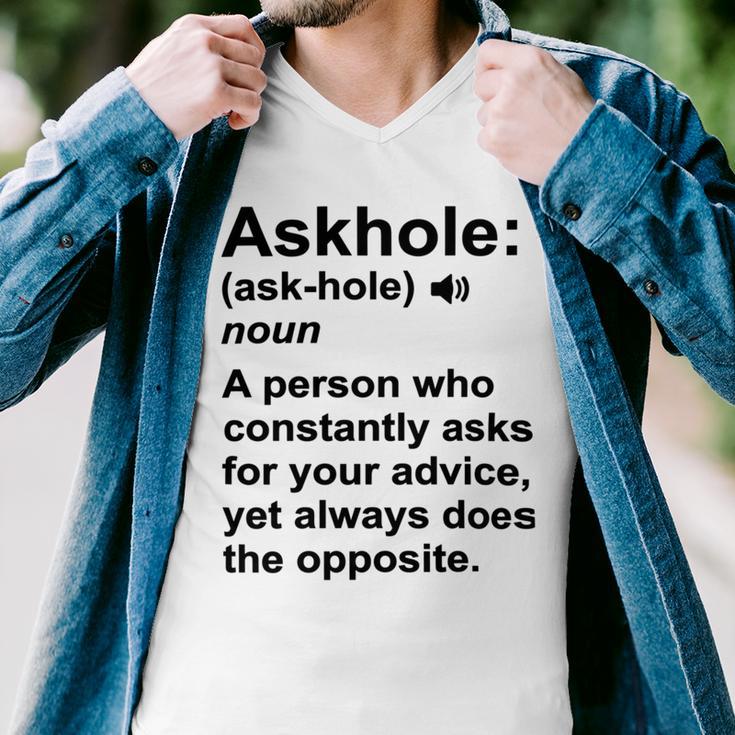 Funny Askhole Definition Dictionary Word Gag Sarcastic V4 Men V-Neck Tshirt