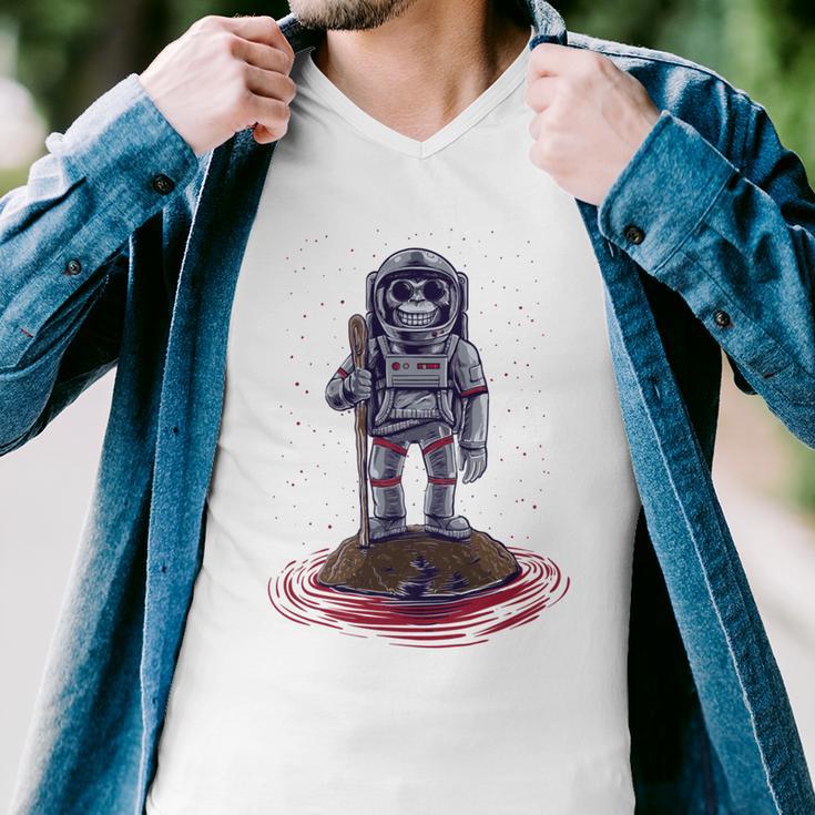 Funny Astronaut Monkey V3 Men V-Neck Tshirt