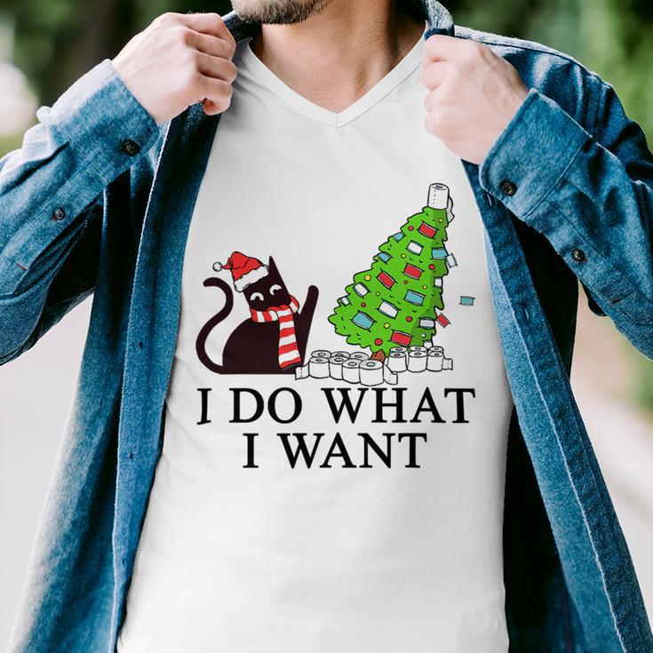 Funny Black Cat Funny Christmas Toilet 635 Shirt Men V-Neck Tshirt