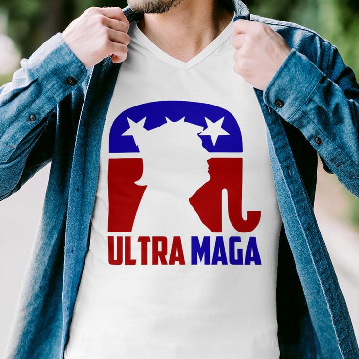 Funny Ultra Maga Gift For Americans Trump Biden Lover Men V-Neck Tshirt