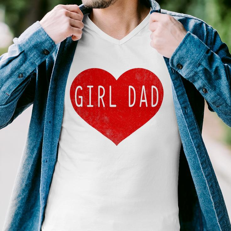 Girl Dad Heart Fathers Day Vintage Retro Men V-Neck Tshirt