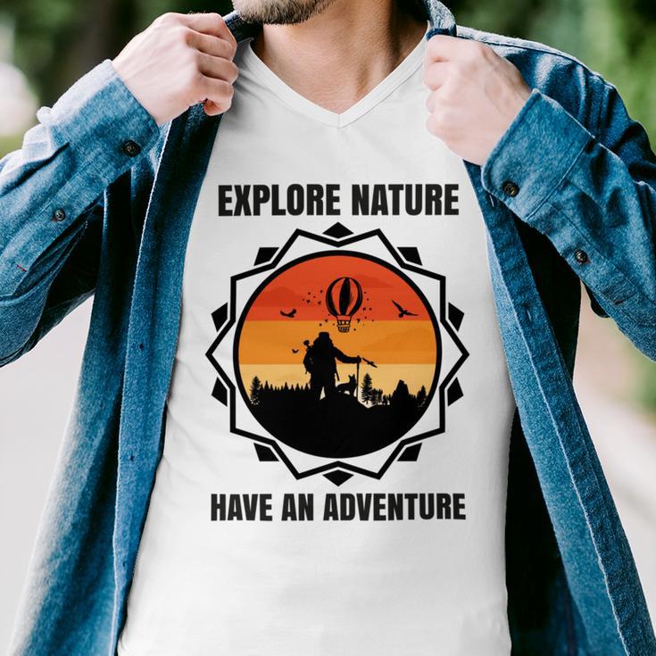 Go Explore Nature Have An Adventure Gift For Wilderness Camping Hiking Lovers Travel In The Wild Gift For Holidays Men V-Neck Tshirt