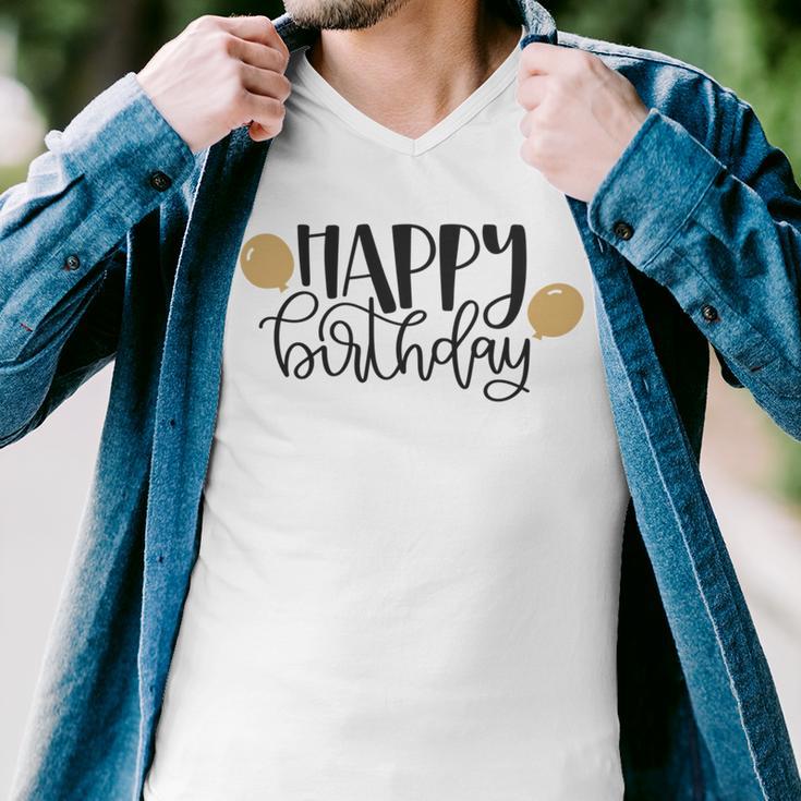 Happy Beautiful Birthday With Balloons Men V-Neck Tshirt