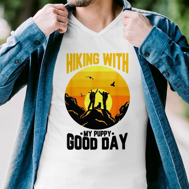 Hiking With My Puppy Good Day Men V-Neck Tshirt