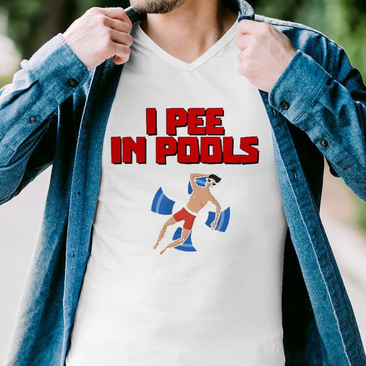 I Pee In Pools Funny Swimming Pool Peeing Prank Men V-Neck Tshirt