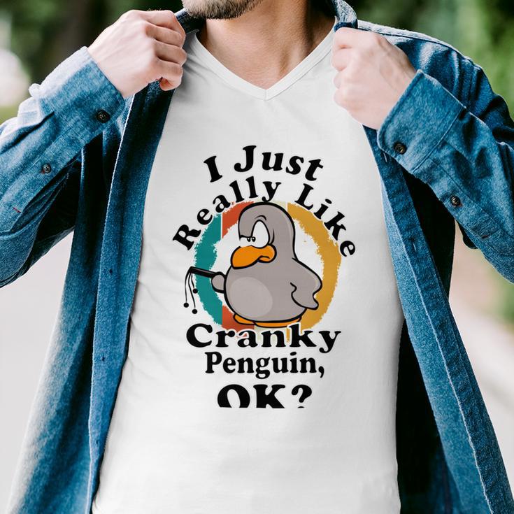 I Really Like Cranky Penguin Ok Men V-Neck Tshirt